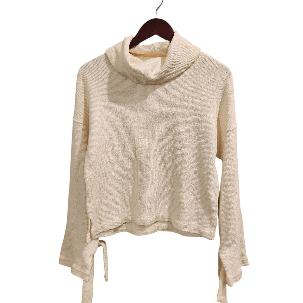 Madewell Mockneck Tie-Cuff Top Cream Size Small Women's Long Sleeve - Picture 4 of 8